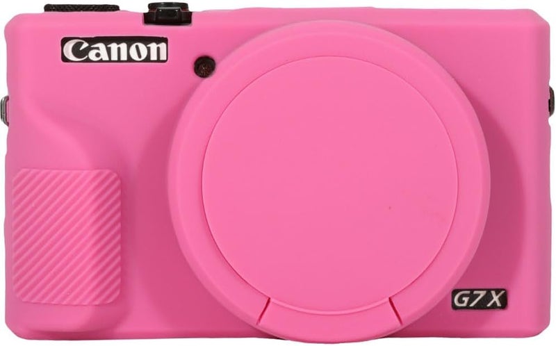 AEXUTDA Case for Canon Powershot G7X Mark III Digital Camera, G7X Mark iii Camera Silicone Case, Anti-Scratch Slim Fit Soft Skin, G7X Mark 3 Accessories with Detachable Lens Cover- Azalea Red - Image 1